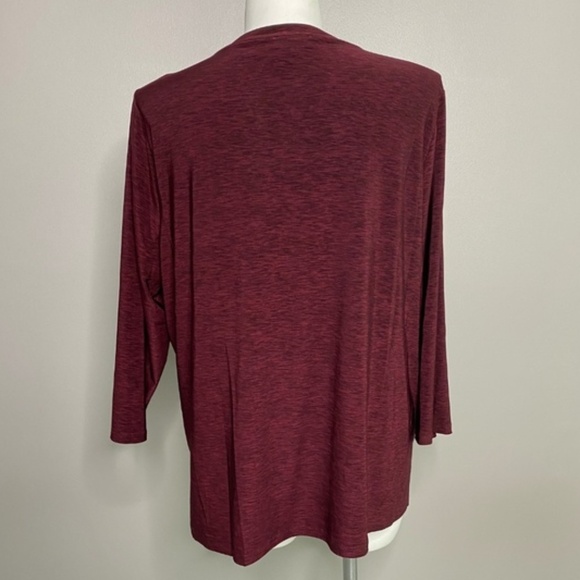 Jones Studio Burgundy Top With Gold Zipper Accent - Picture 3 of 6